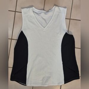 Lululemon Vintage Sleeveless Run Tank — White / Black Colourblock (Early 2000s)